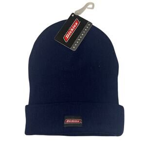 Genuine Dickies rectangular tag cuff winter beanie cap Hat - Blue - New